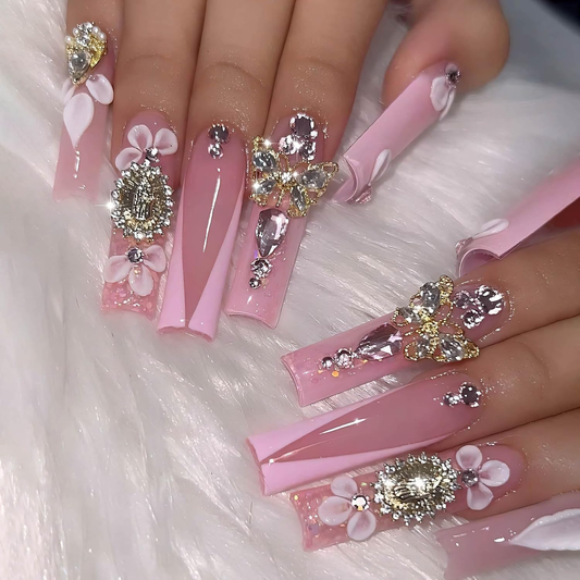 100% Hand Made False Nail Tips（Pink Princess）